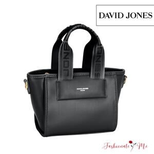 David Jones PU Leather Embossed Pattern Handles Small Handbag | Black